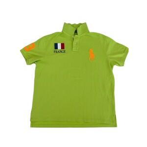 Polo by Ralph Lauren Neon Green France Big Pony Custom Fit Men's Shirt XXL